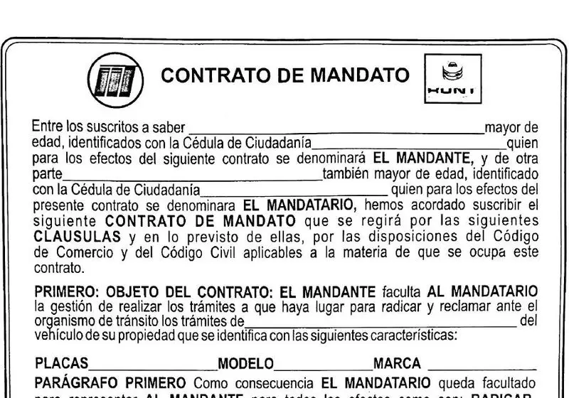 Vista previa de la primera página del contrato de mandato (persona natural) en PDF
